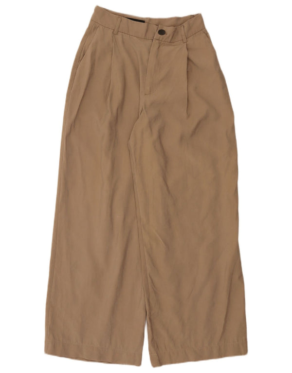 Zara Womens High Waist Pegged Chino Trousers XS W24 L27 Beige Modal