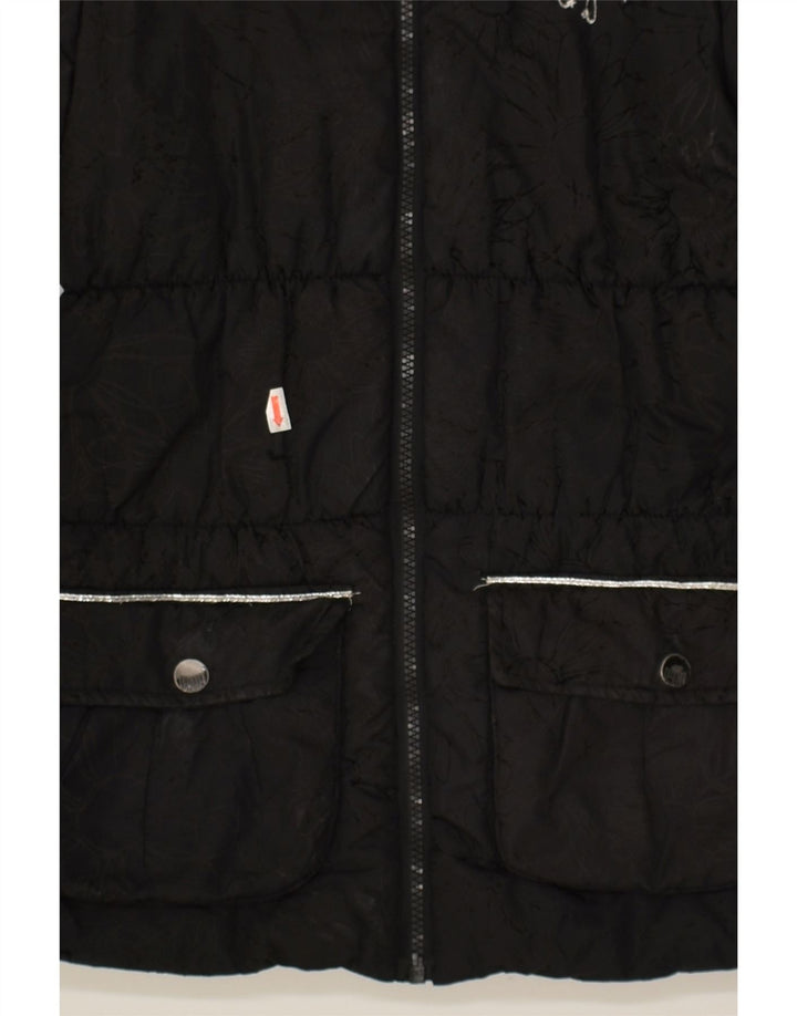DESIGUAL Girls Padded Jacket 11-12 Years Black Floral Polyester | Vintage Desigual | Thrift | Second-Hand Desigual | Used Clothing | Messina Hembry 
