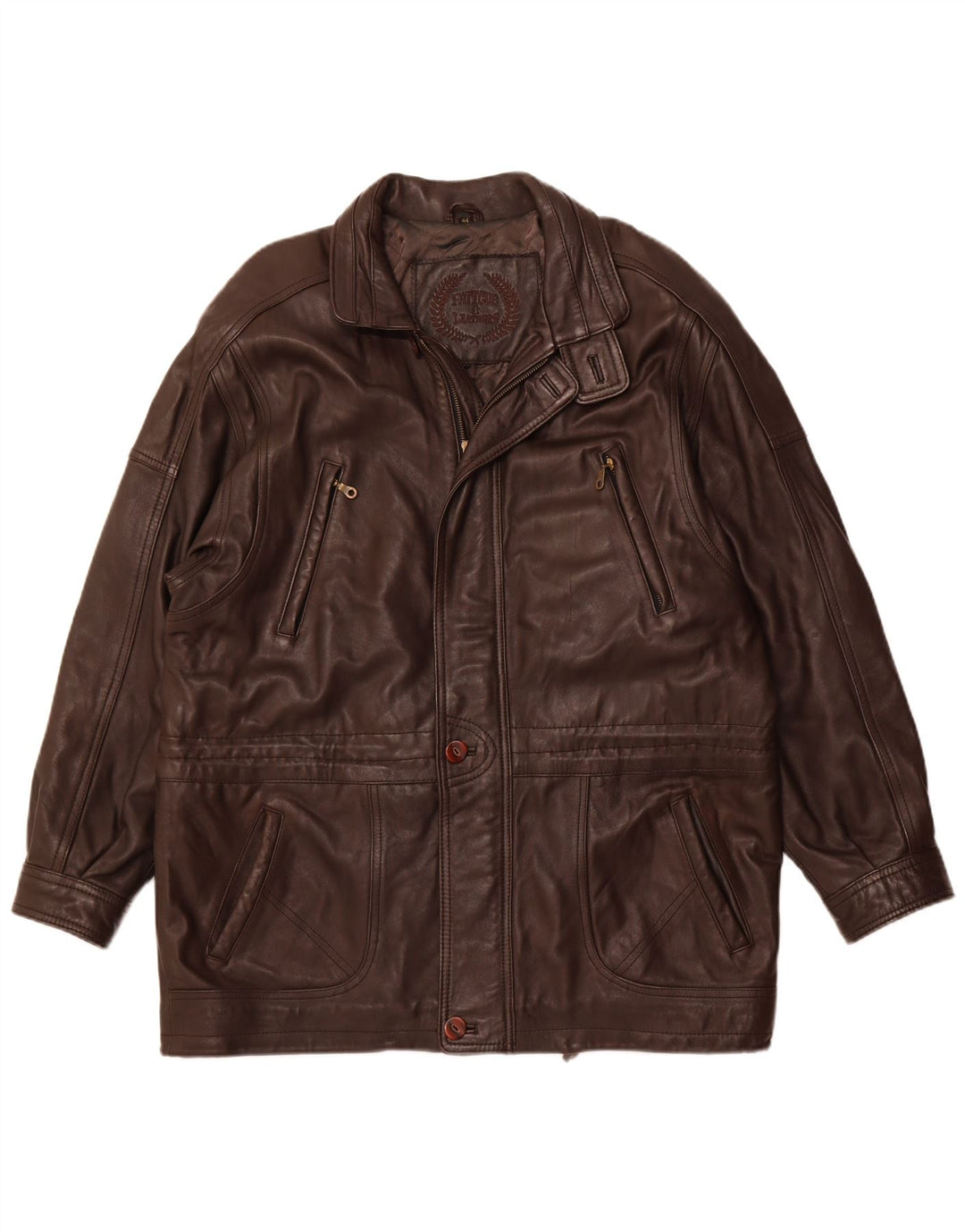 FATIGUE Mens Leather Jacket UK 44 2XL Brown Leather