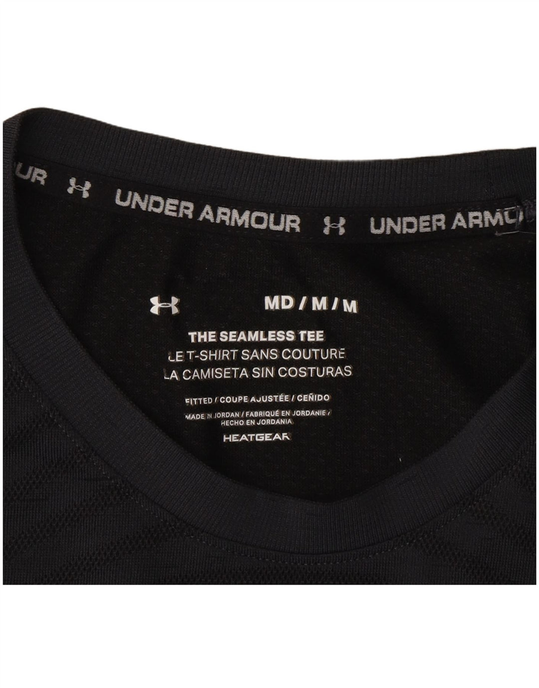 Under Armour Mens Heat Gear T-Shirt Top Medium Grey Striped Polyester