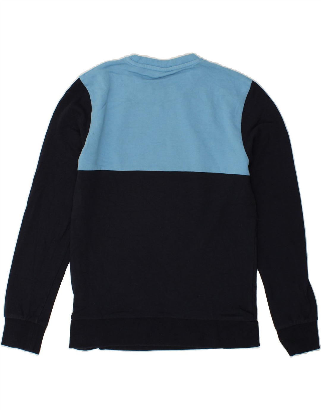 JACK & JONES Mens Graphic Sweatshirt Jumper Medium Navy Blue Colourblock Vintage Jack & Jones and Second-Hand Jack & Jones from Messina Hembry 