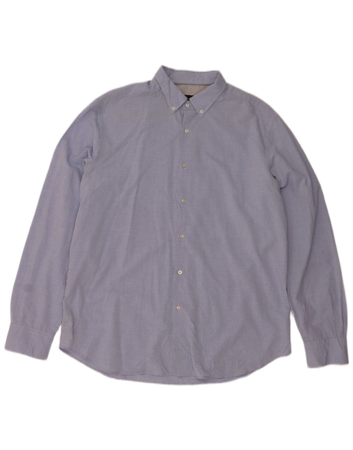 Massimo Dutti Mens Shirt 2XL Blue Pinstripe Cotton