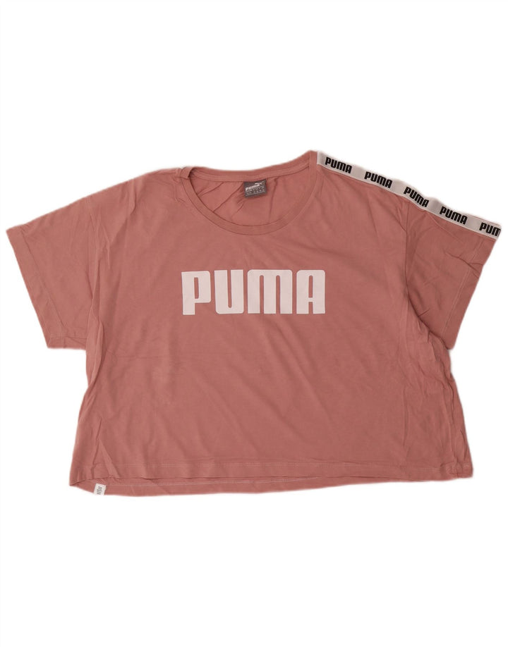 Puma Womens Loose Fit Crop Graphic T-Shirt Top UK 16 Large Pink