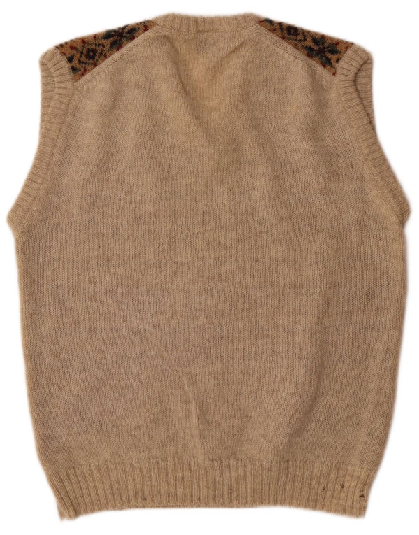 Mark Astor Mens Vest Tank Top XL Beige Fair Isle Wool