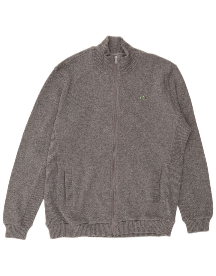 Lacoste Mens Cardigan Sweater Size 7 2XL Grey