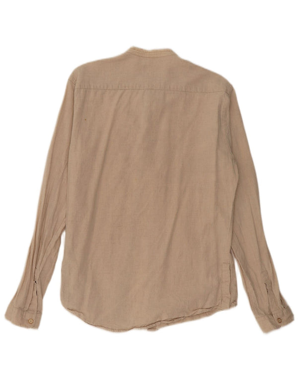 Zara Mens Slim Fit Shirt Medium Beige Linen