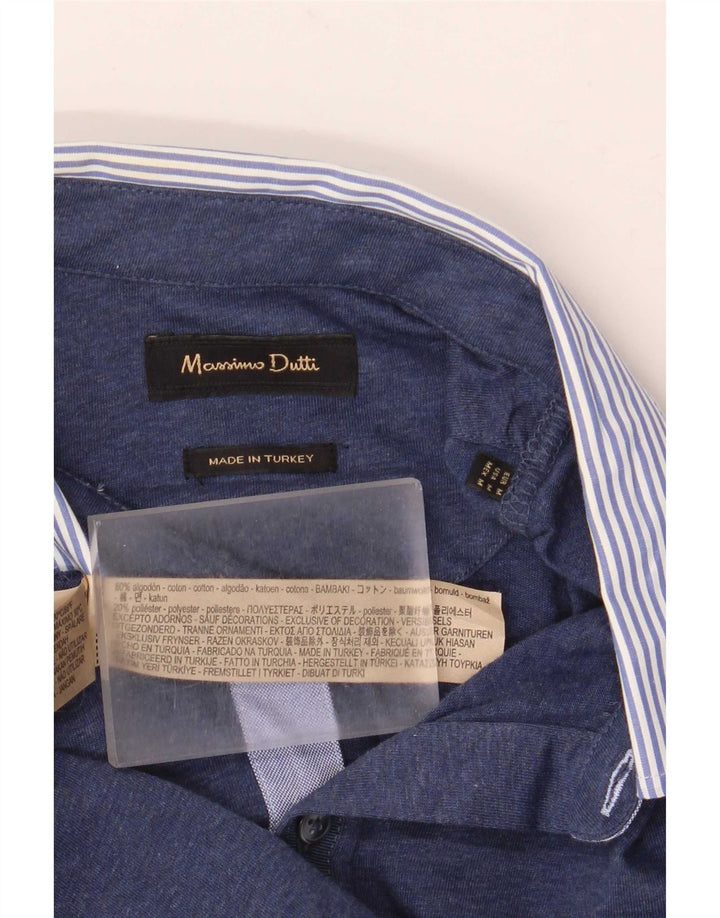 Massimo Dutti Mens Rugby Polo Shirt Medium Navy Blue Colourblock