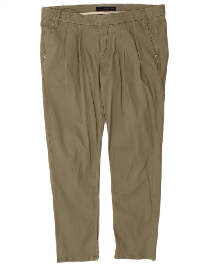 Calvin Klein Jeans Mens Slim Chino Trousers W32 L27 Khaki Cotton Classic