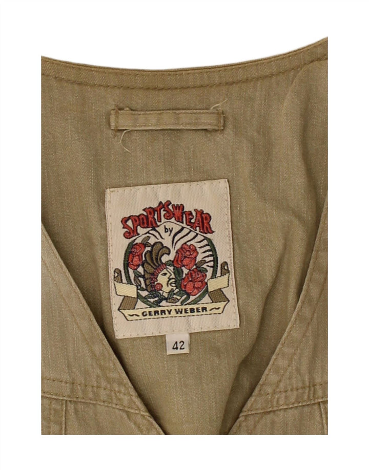 GERRY WEBER Womens Graphic Denim Blazer Jacket EU 42 Large Khaki Vintage Gerry Weber and Second-Hand Gerry Weber from Messina Hembry 