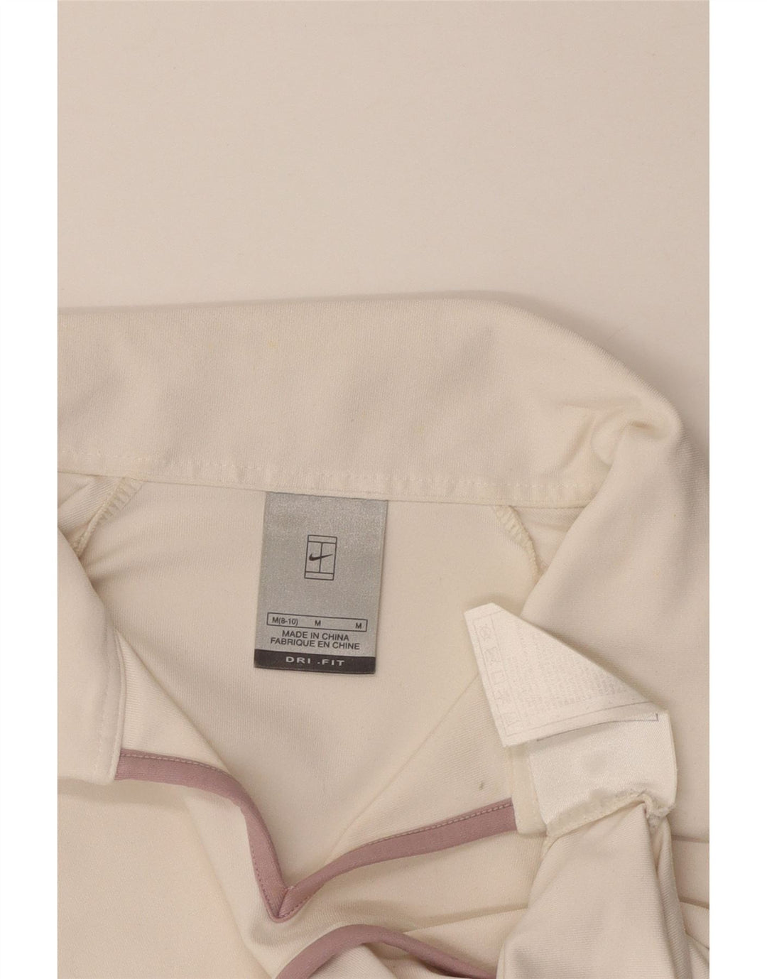 NIKE Womens Dri Fit Crop Polo Shirt US 8/10 Medium White Polyester