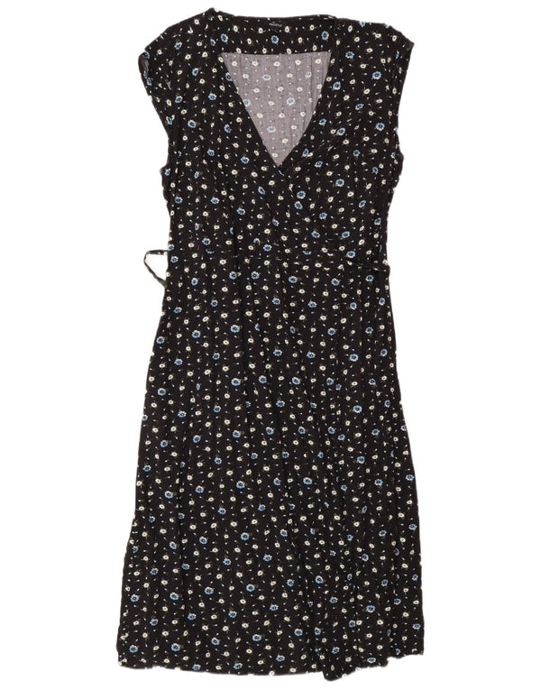 J. Crew Womens Mercantile Sleeveless Wrap Dress UK 16 Large Black Floral