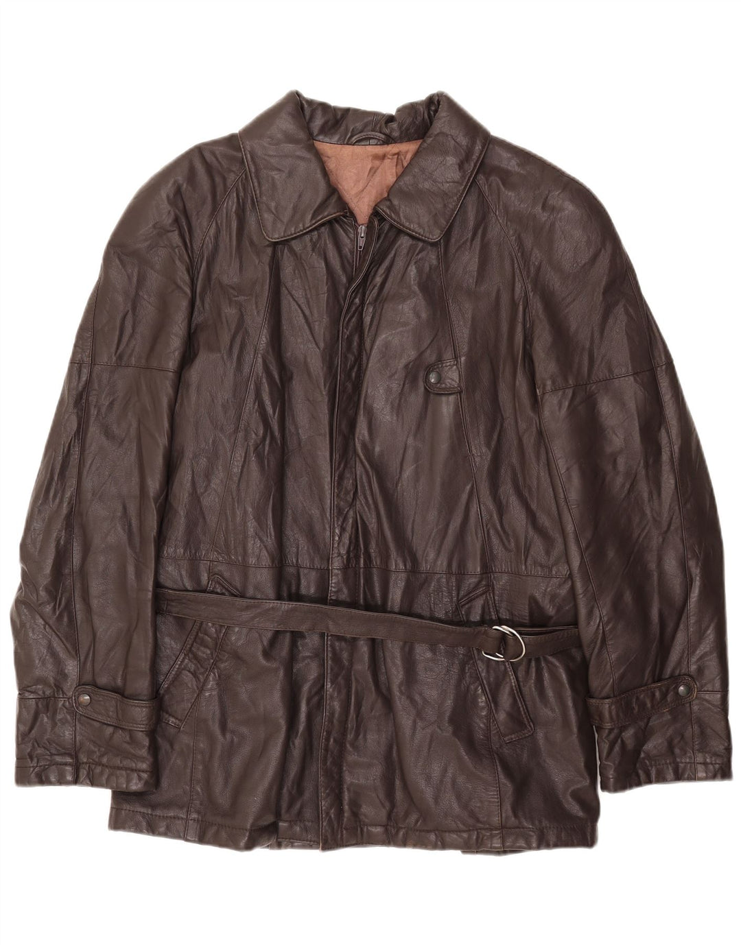 VINTAGE Mens Leather Jacket IT 54 2XL Brown Leather