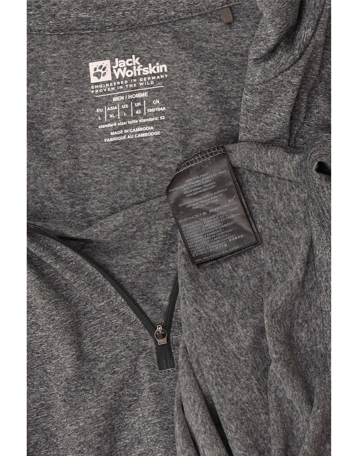 Jack Wolfskin Mens Zip Neck Pullover Tracksuit Top UK 42 Large Grey