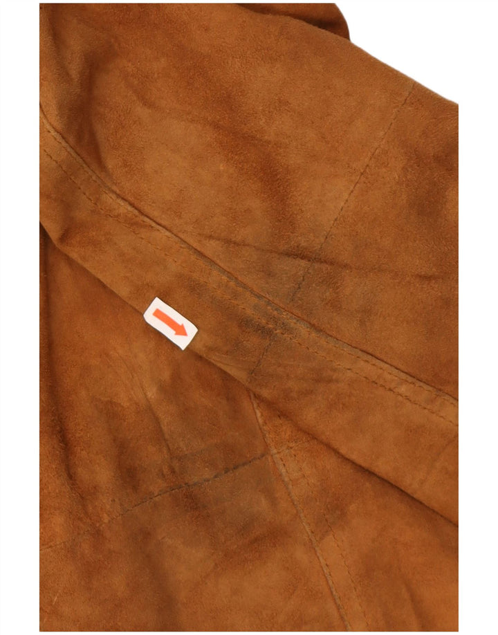Vintage Mens Suede Bomber Jacket IT 56 3XL Brown Suede