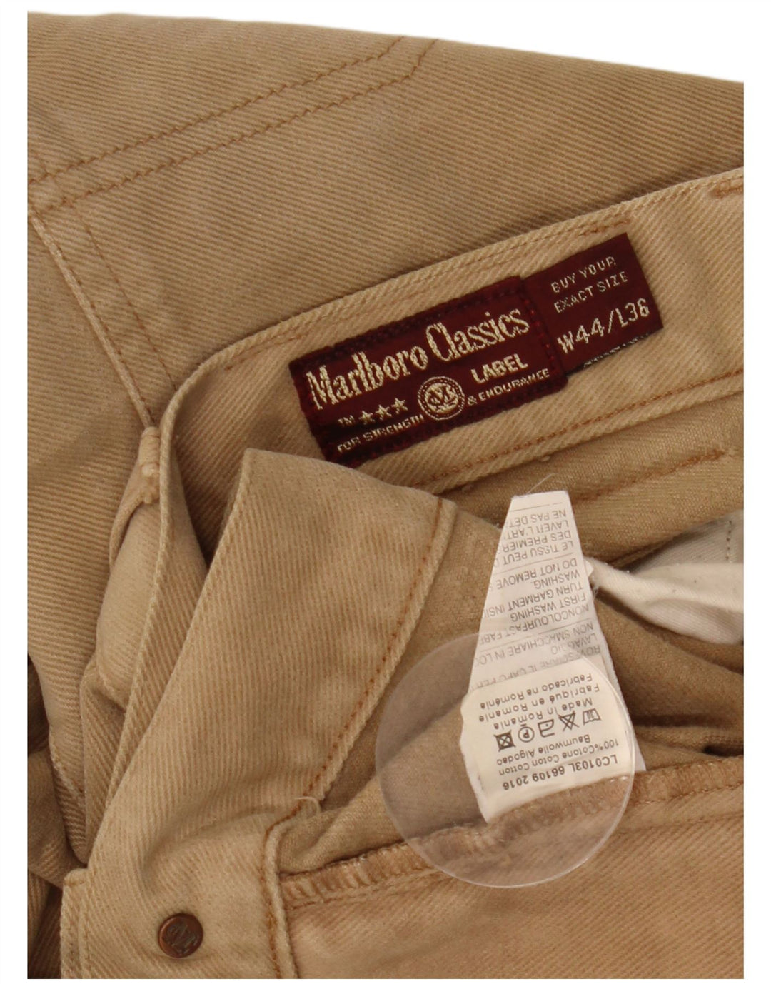 MARLBORO CLASSICS Mens Straight Jeans W44 L31 Beige Cotton
