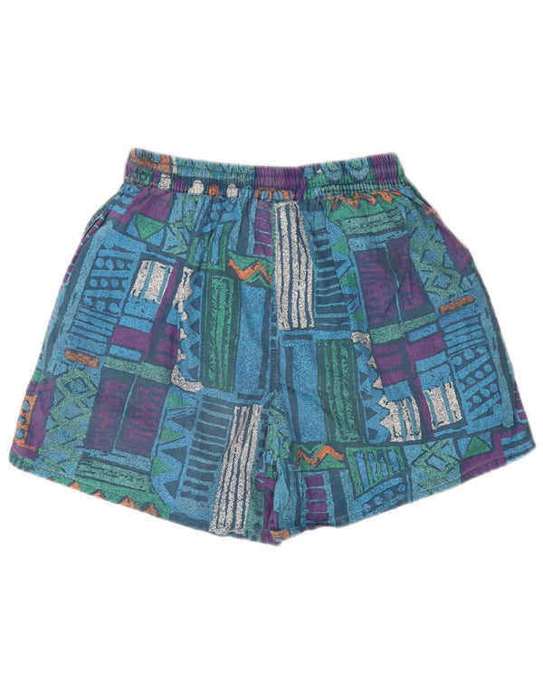 Vintage Mens Swimming Shorts Medium Blue Geometric Cotton