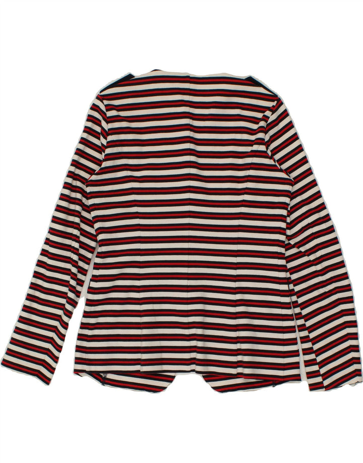 BENETTON Womens 1 Button Blazer Jacket IT 44 Medium Red Striped Polyester Vintage Benetton and Second-Hand Benetton from Messina Hembry 