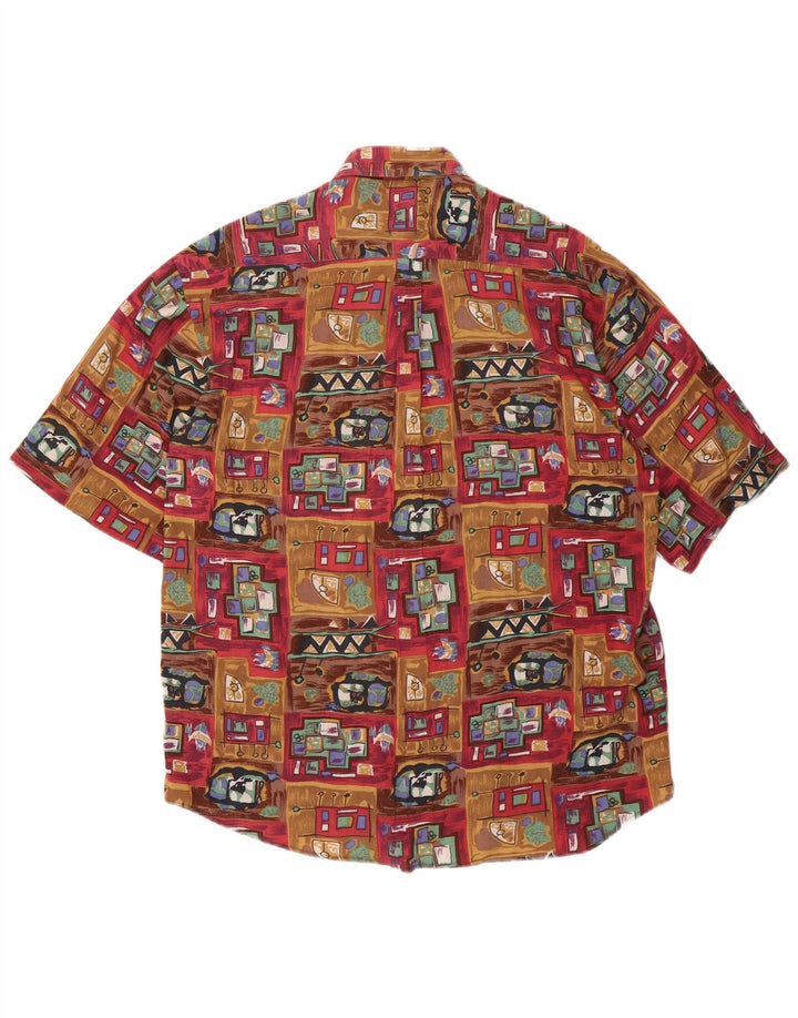VINTAGE Mens Short Sleeve Shirt XL Brown Patchwork