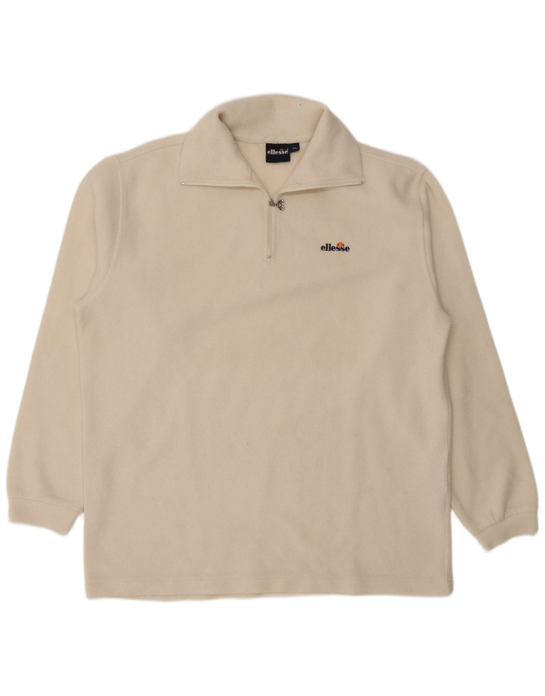 Ellesse Mens Zip Neck Fleece Jumper 2XL Off White Polyester