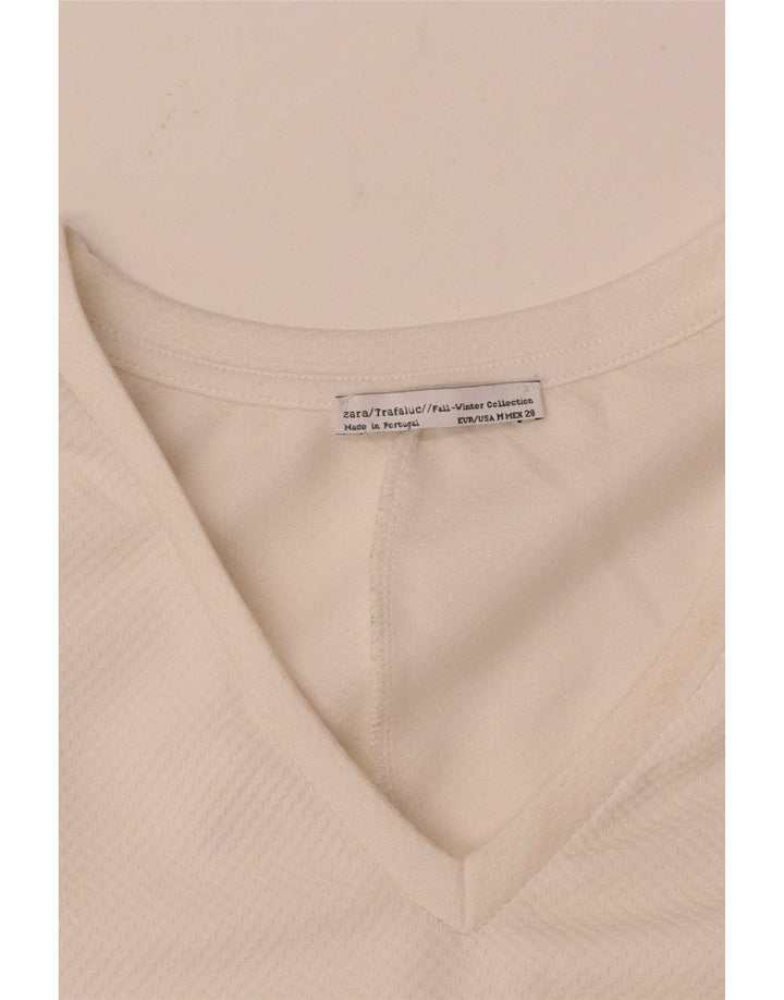 Zara Womens Trafaluc Top Long Sleeve UK 14 Medium Off White