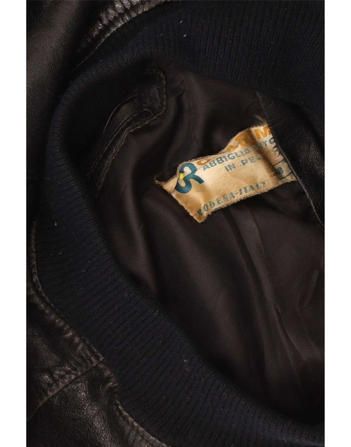 Vintage Mens Leather Jacket IT 48 Medium Black