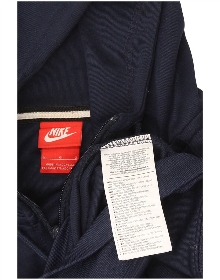 Nike Mens Zip Hoodie Sweater Large Navy Blue Colourblock Polyester