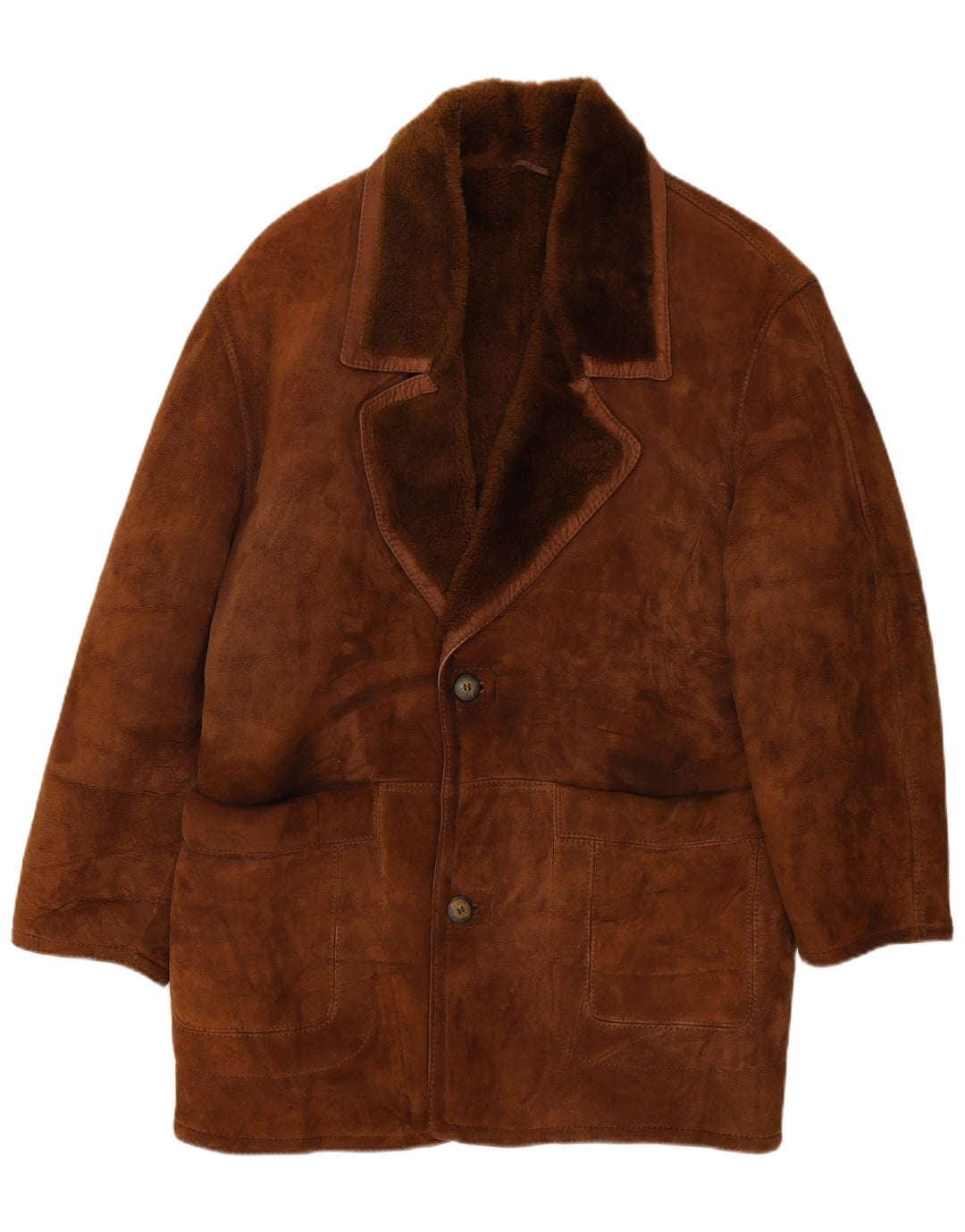 Vintage Mens Shearling Overcoat UK 40 Large Brown