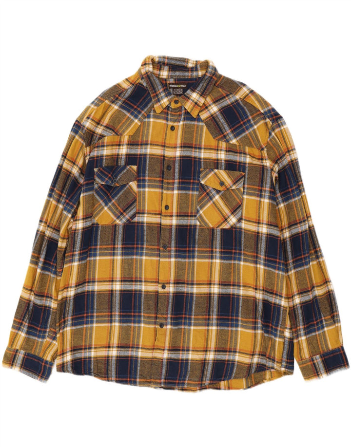 ATLAS FOR MEN Mens Flannel Shirt 3XL Yellow Check Cotton