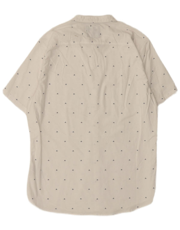 Hollister Mens Short Sleeve Muscle Fit Shirt XL White Geometric Cotton