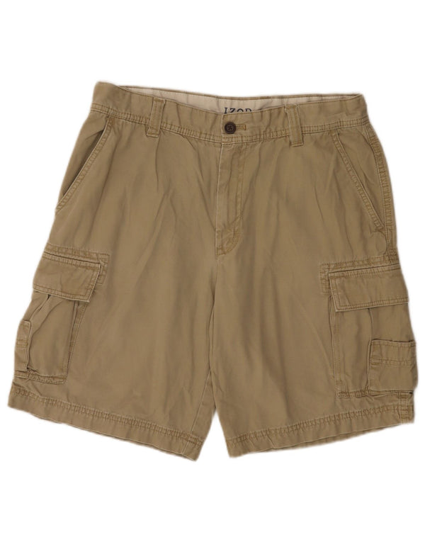 IZOD Mens Salt Water Cargo Shorts W34 Large Beige Cotton