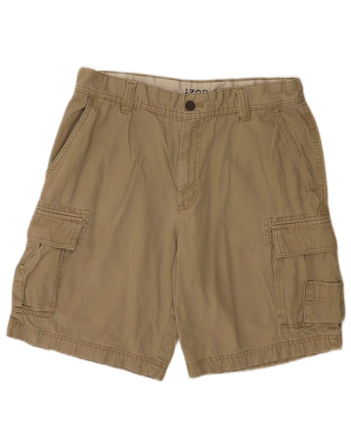 IZOD Mens Salt Water Cargo Shorts W34 Large Beige Cotton