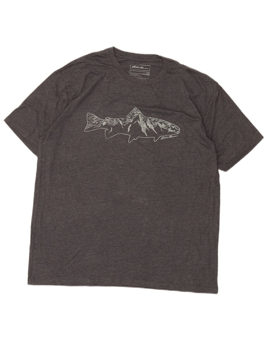 EDDIE BAUER Mens Graphic T-Shirt Top Large Grey Flecked Cotton
