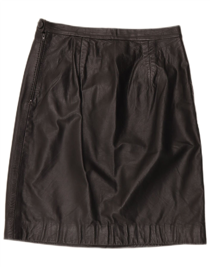 Vintage Womens Leather Skirt W29 Medium Black