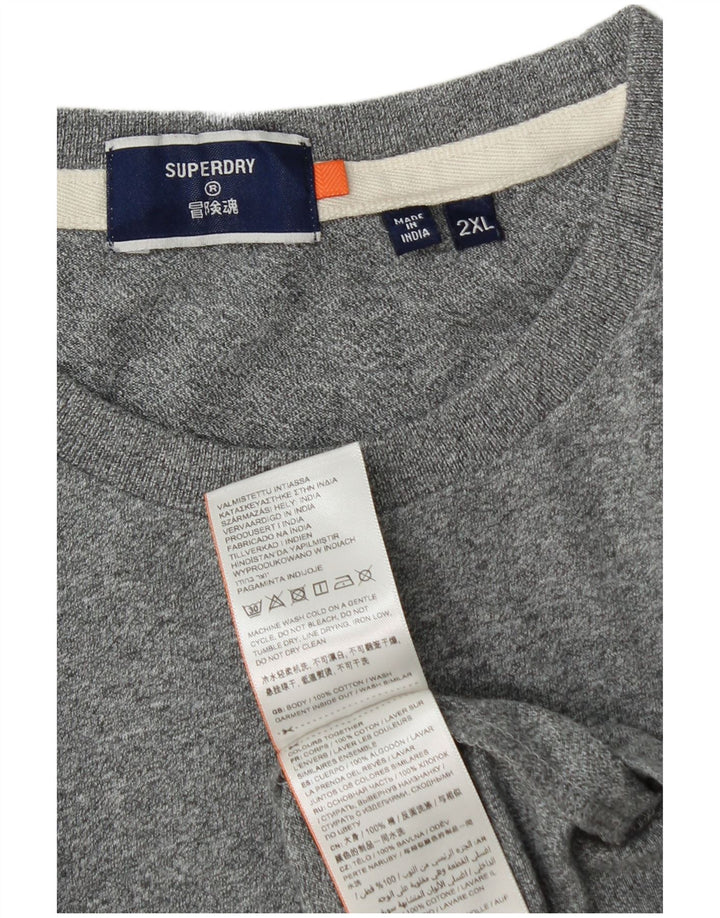 Superdry Mens T-Shirt Top 2XL Grey Flecked Cotton