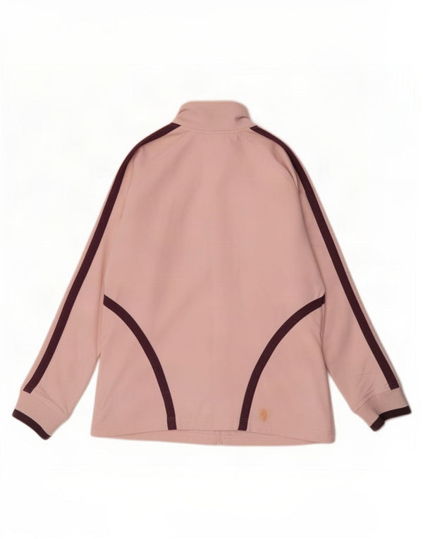 Asics Womens Tracksuit Top Jacket UK 12 Medium Pink Colourblock Cotton