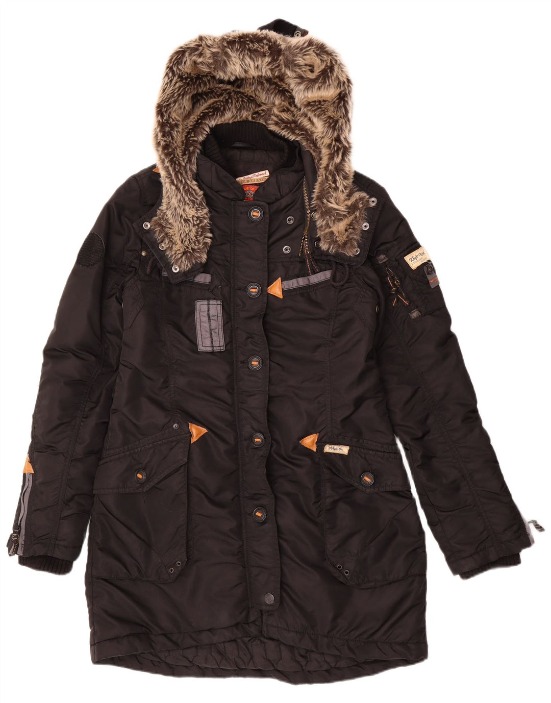 KHUJO Womens Hooded Padded Coat UK 14 Medium Black Polyester