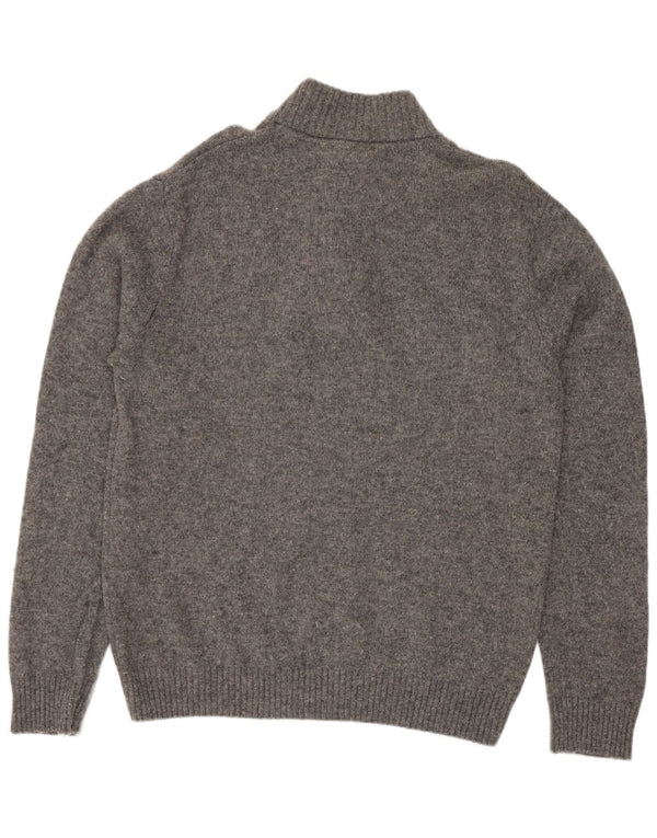 Crew Clothing Mens Button Neck Jumper Sweater XL Grey Wool