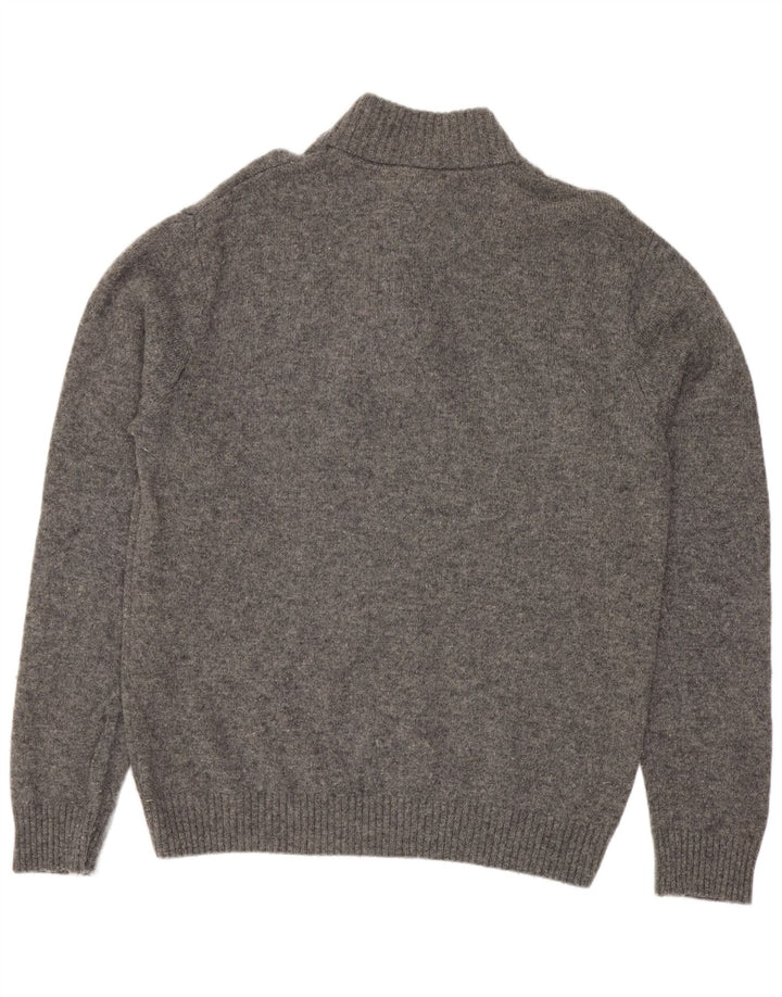 Crew Clothing Mens Button Neck Jumper Sweater XL Grey Wool