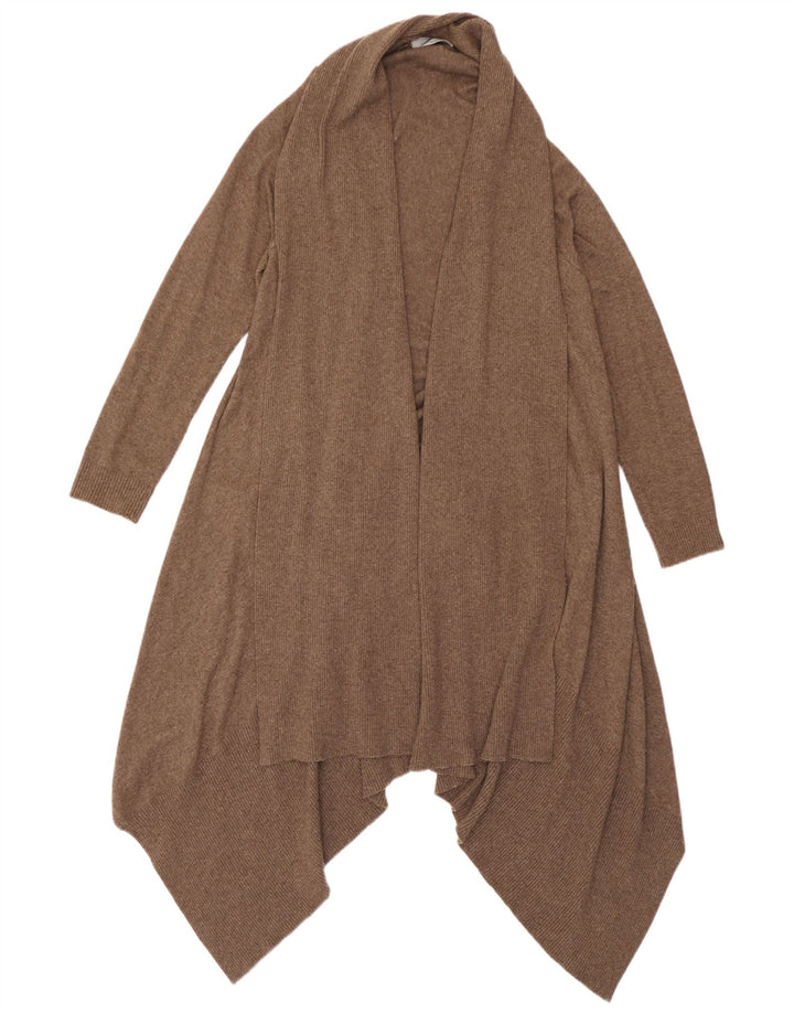 Marks & Spencer Womens Asymmetric Cardigan Sweater UK 12/14 Medium Brown