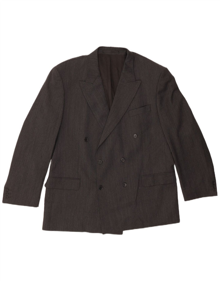 Marks & Spencer Mens Double Breasted Blazer Jacket UK 46 3XL Grey Polyester