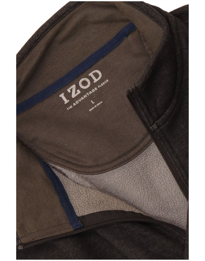 Izod Mens Zip Neck Sweatshirt Jumper Large Grey