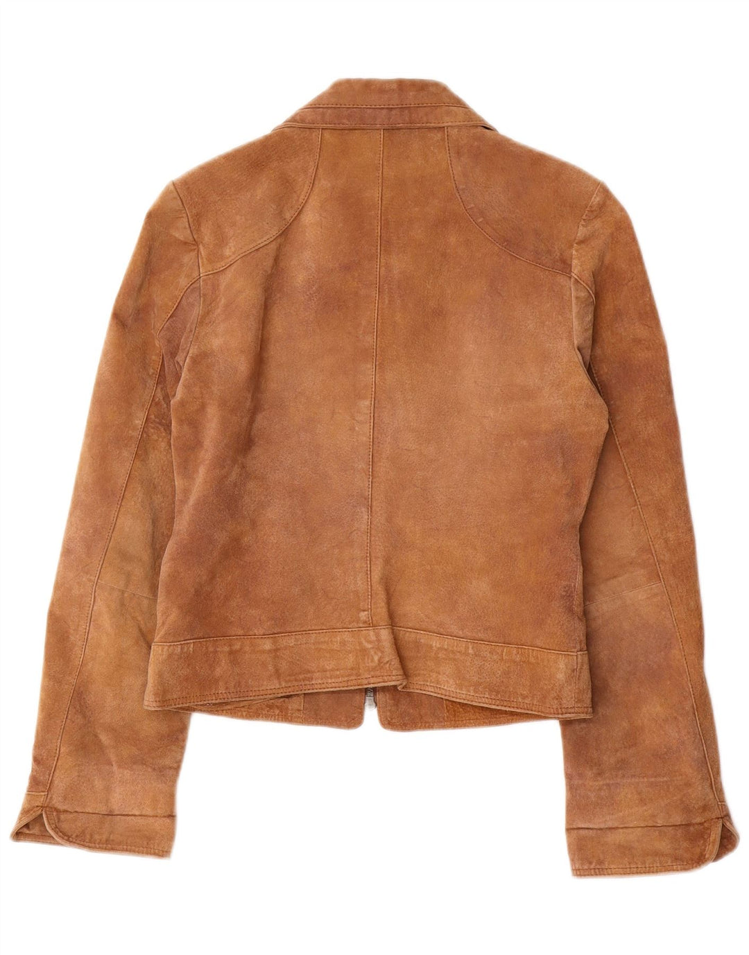 ENJOY Womens Suede Jacket UK 10 Small Brown Leather