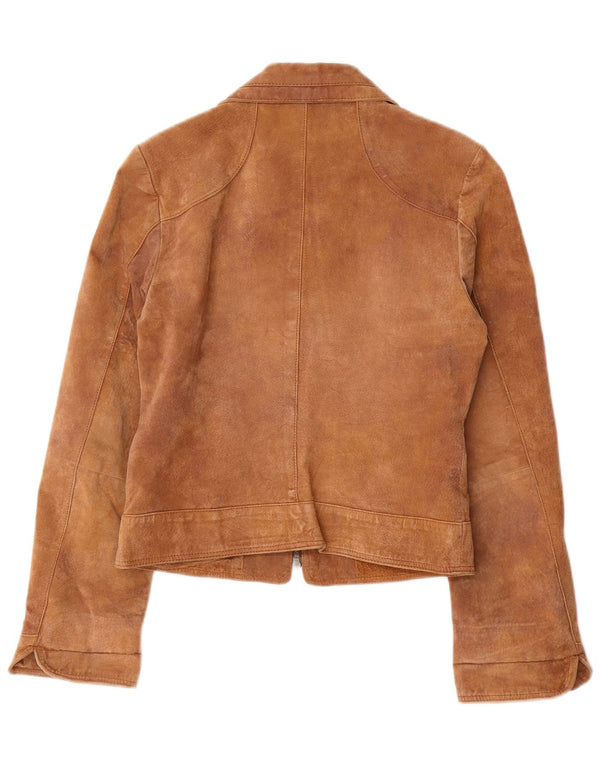 ENJOY Womens Suede Jacket UK 10 Small Brown Leather