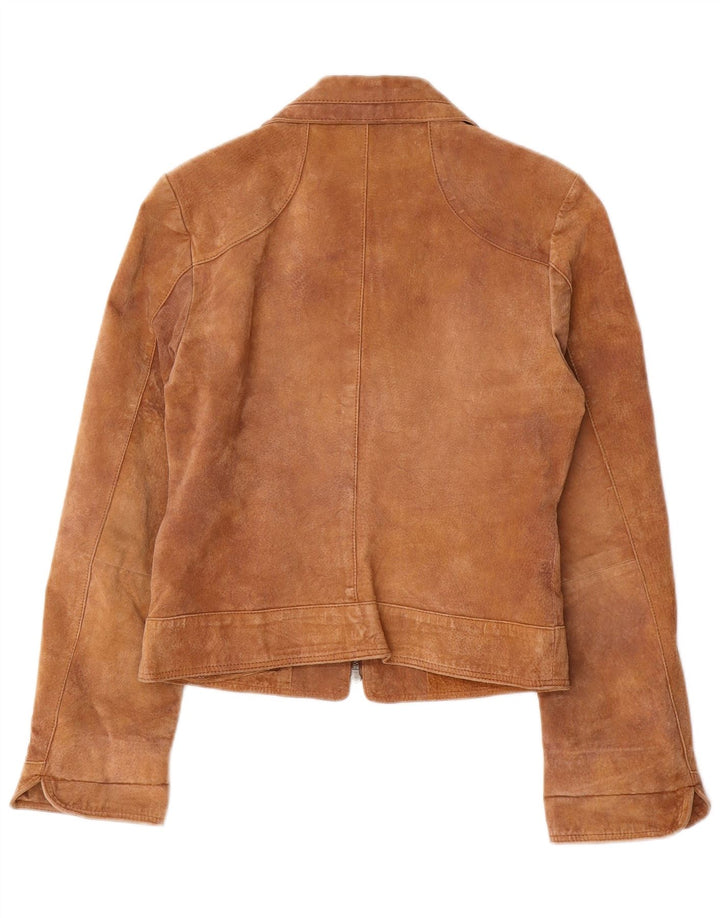 ENJOY Womens Suede Jacket UK 10 Small Brown Leather