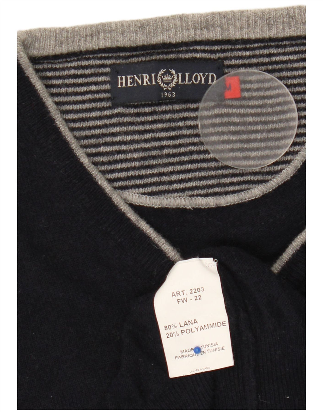 Henri Lloyd Mens V-Neck Jumper Sweater Medium Black Wool