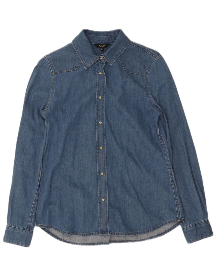 Massimo Dutti Womens Denim Shirt UK 10 Small Blue
