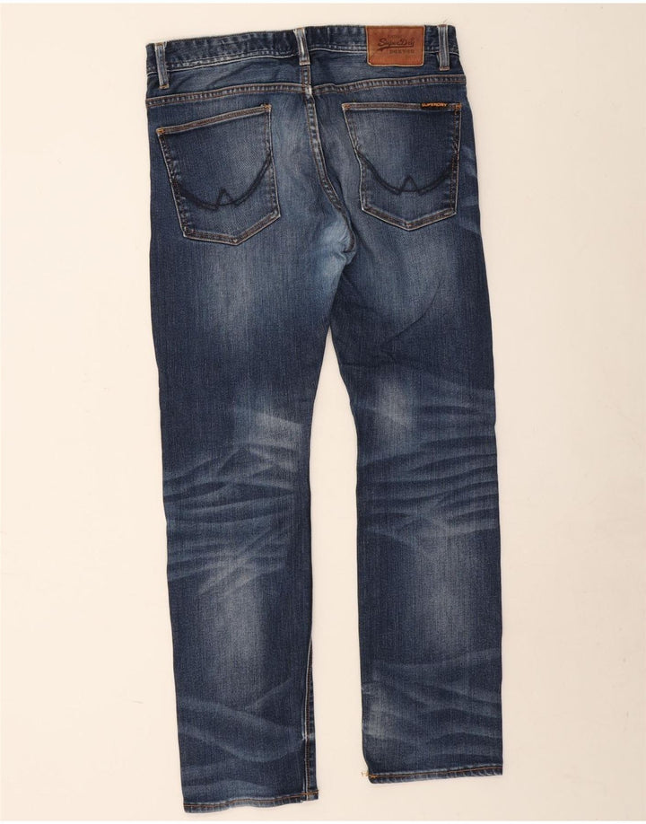 Superdry Mens Straight Jeans W32 L30 Blue Cotton