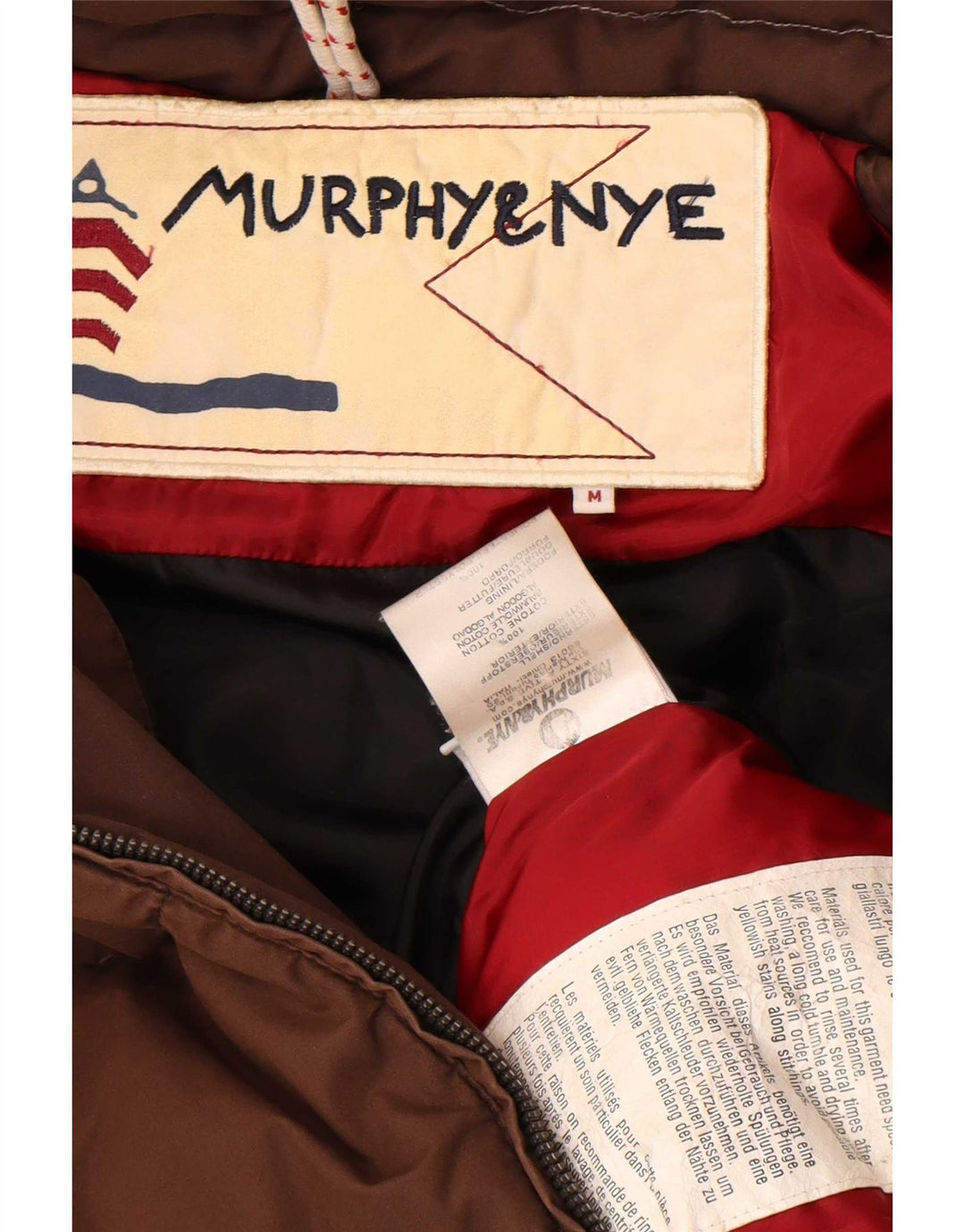 Murphy & Nye Womens Hooded Padded Jacket UK 14 Medium Brown Cotton