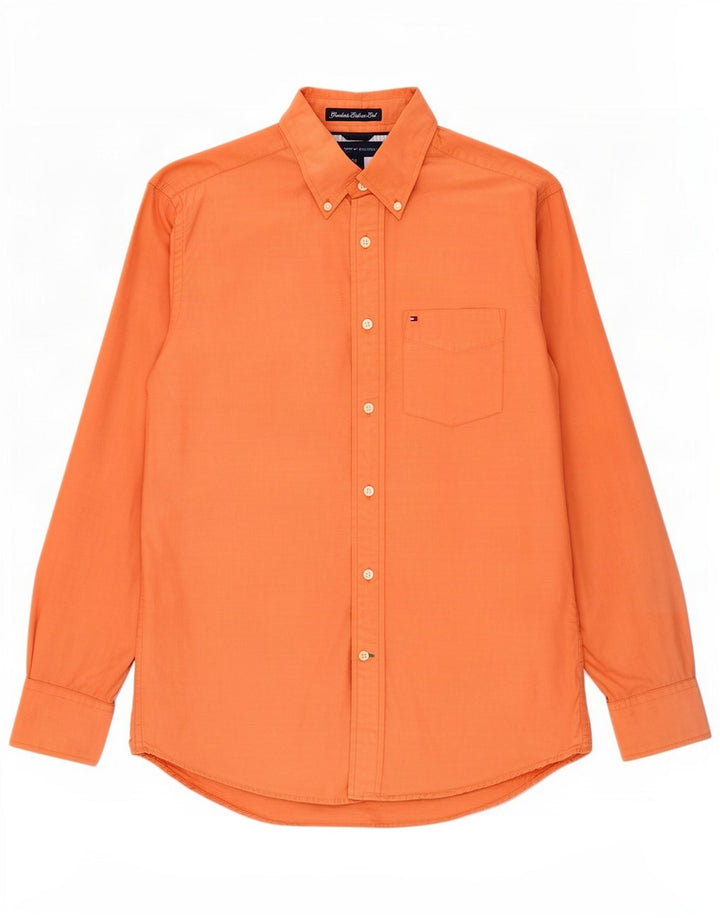 Tommy Hilfiger Mens Shirt Small Orange Cotton