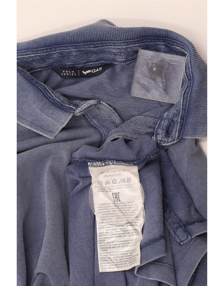 Gas Mens Polo Shirt Medium Blue Cotton